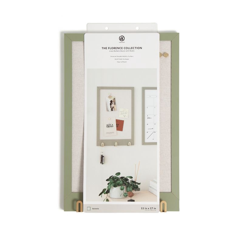 slide 3 of 7, U Brands 11"x17" Modern Wall Organizer Center Linen Bulletin Forest Fog, 1 ct
