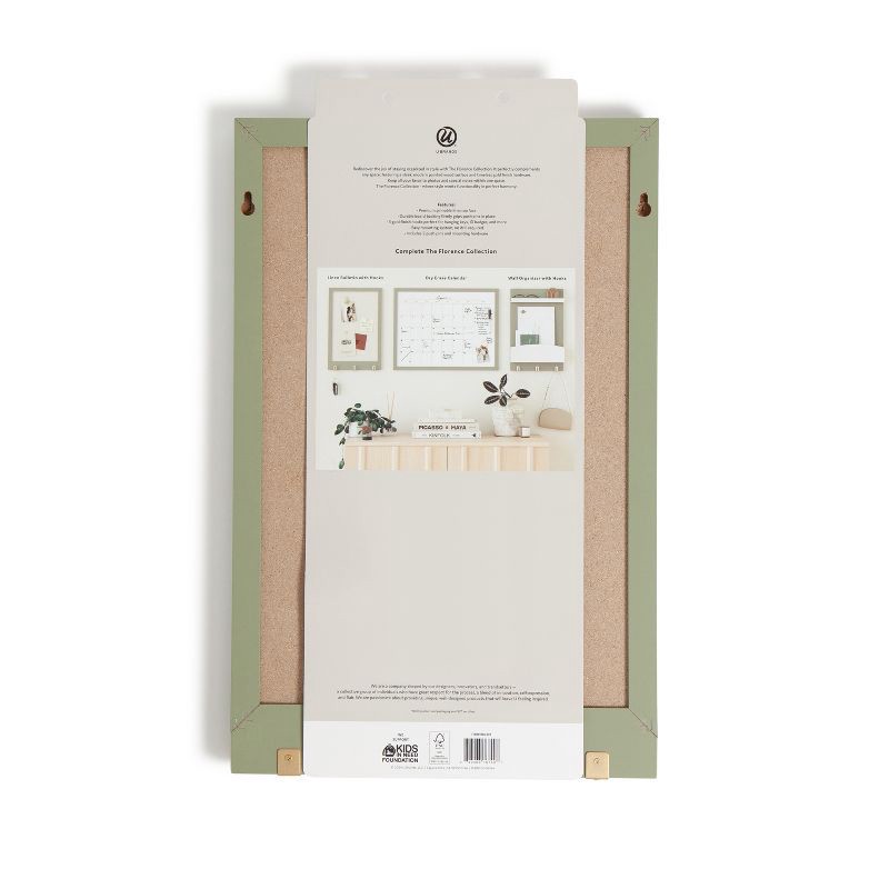 slide 5 of 7, U Brands 11"x17" Modern Wall Organizer Center Linen Bulletin Forest Fog, 1 ct