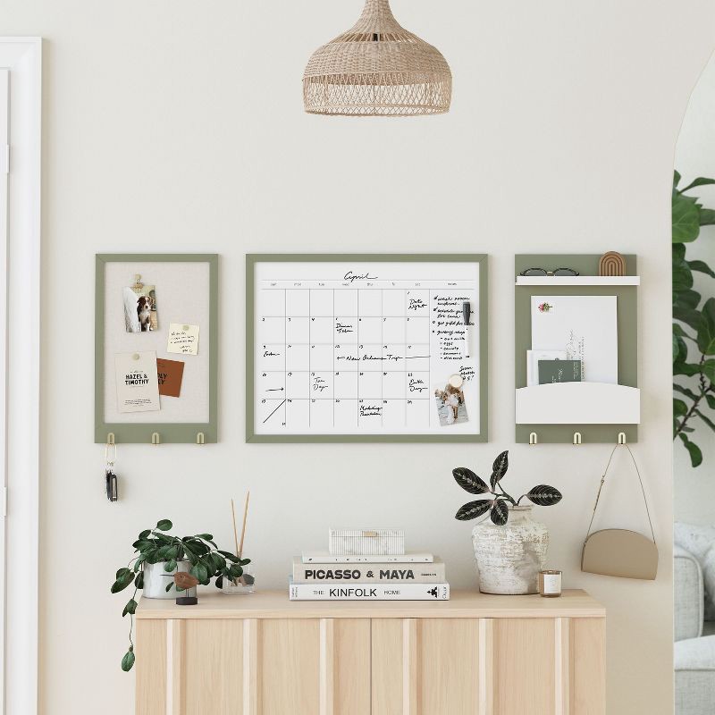 slide 8 of 8, U Brands 17"x22" Modern Wall Organizer Dry Erase Calendar Forest Fog: Magnetic Whiteboard Calendar for Wall with Mounting Hardware, 1 ct