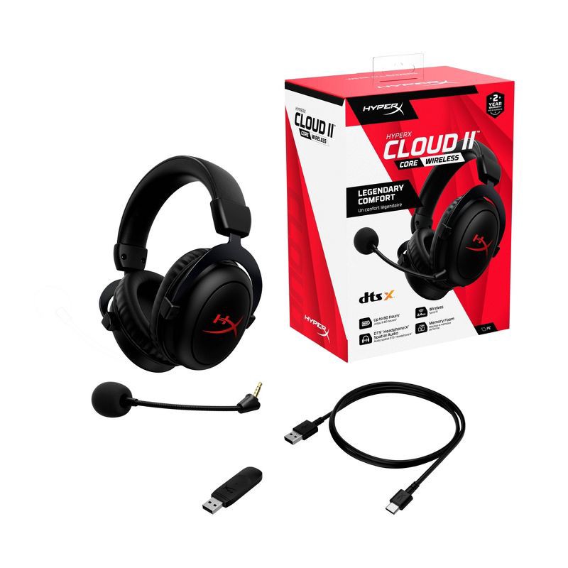 slide 7 of 9, HyperX Cloud II Core Wireless Gaming Headset: USB Connection, Leatherette Ear Cushion, 1 ct