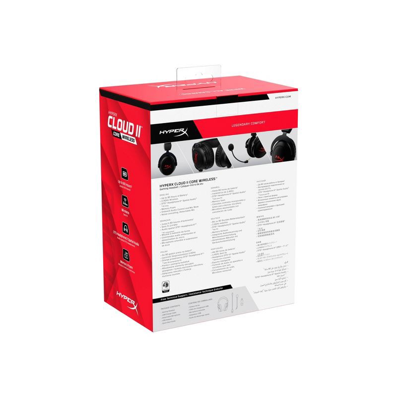 slide 9 of 9, HyperX Cloud II Core Wireless Gaming Headset: USB Connection, Leatherette Ear Cushion, 1 ct