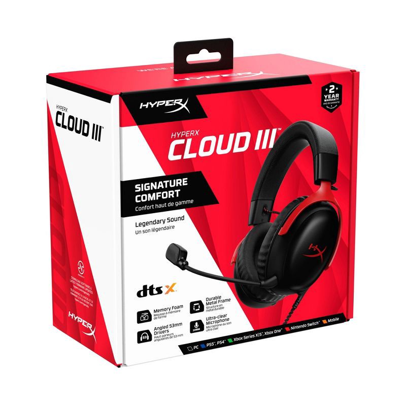 slide 8 of 10, HyperX Cloud III Wired Gaming Headset for PC/PlayStation 4/5/Nintendo Switch: USB & 3.5mm Jack, 1 ct