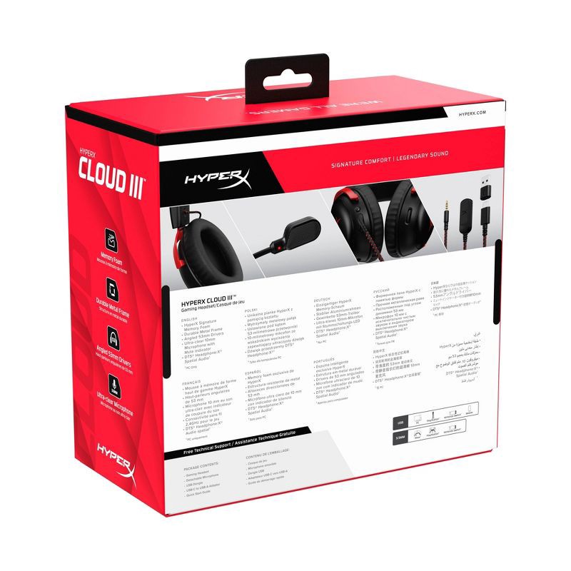 slide 7 of 10, HyperX Cloud III Wired Gaming Headset for PC/PlayStation 4/5/Nintendo Switch: USB & 3.5mm Jack, 1 ct