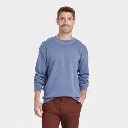 Men's French Terry Crewneck Pullover Sweatshirt - Goodfellow & Co™ Blue Denim XL