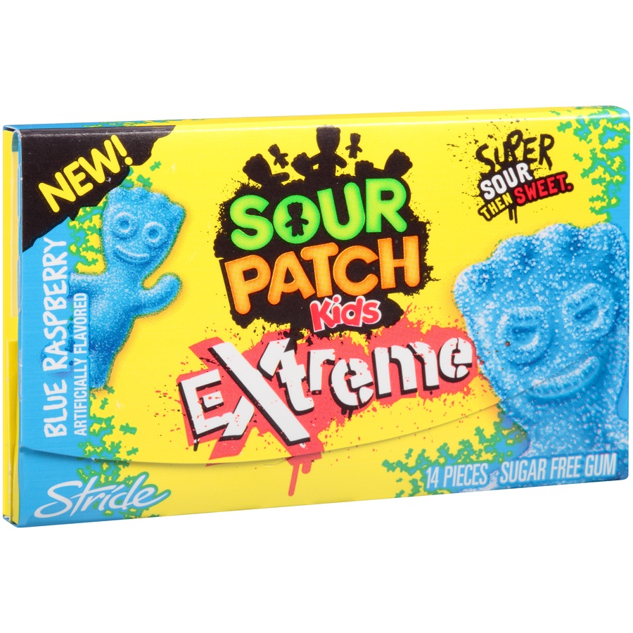 slide 8 of 8, Stride Sour Patch Kids Extreme Blue Raspberry Gum, 14 ct