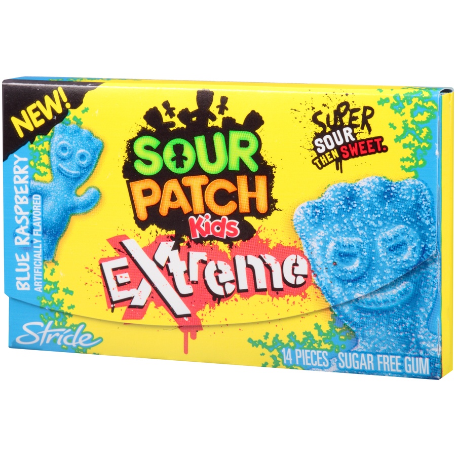 slide 2 of 8, Stride Sour Patch Kids Extreme Blue Raspberry Gum, 14 ct