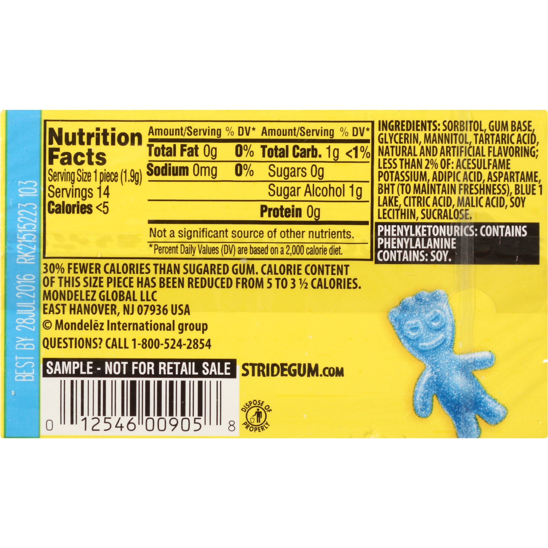 slide 5 of 8, Stride Sour Patch Kids Extreme Blue Raspberry Gum, 14 ct