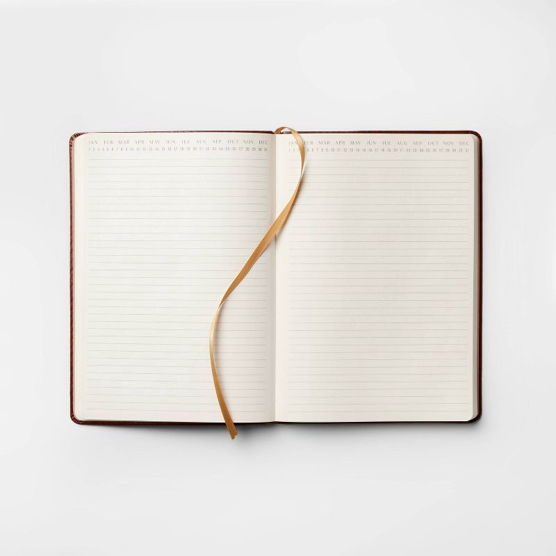 slide 3 of 3, 192pg Ruled Journal 10"x7" Leatherette Dark Brown - Threshold™: Soft Cover, Narrow Lined, Teen & Adult Notebook, 1 ct