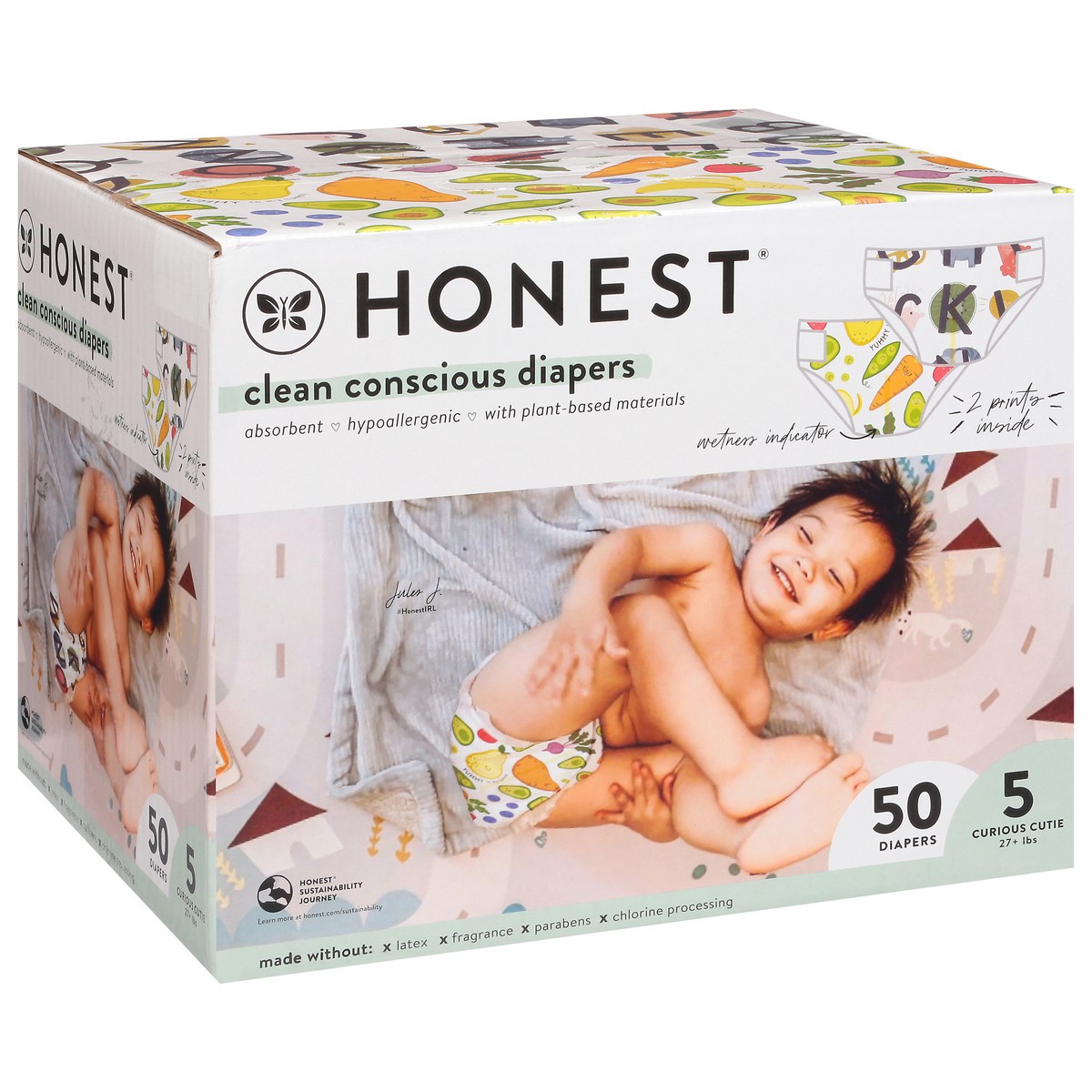 slide 7 of 9, Honest Size 5 (27+ Lbs) Clean Conscious Diapers 50 ea, 50 ct
