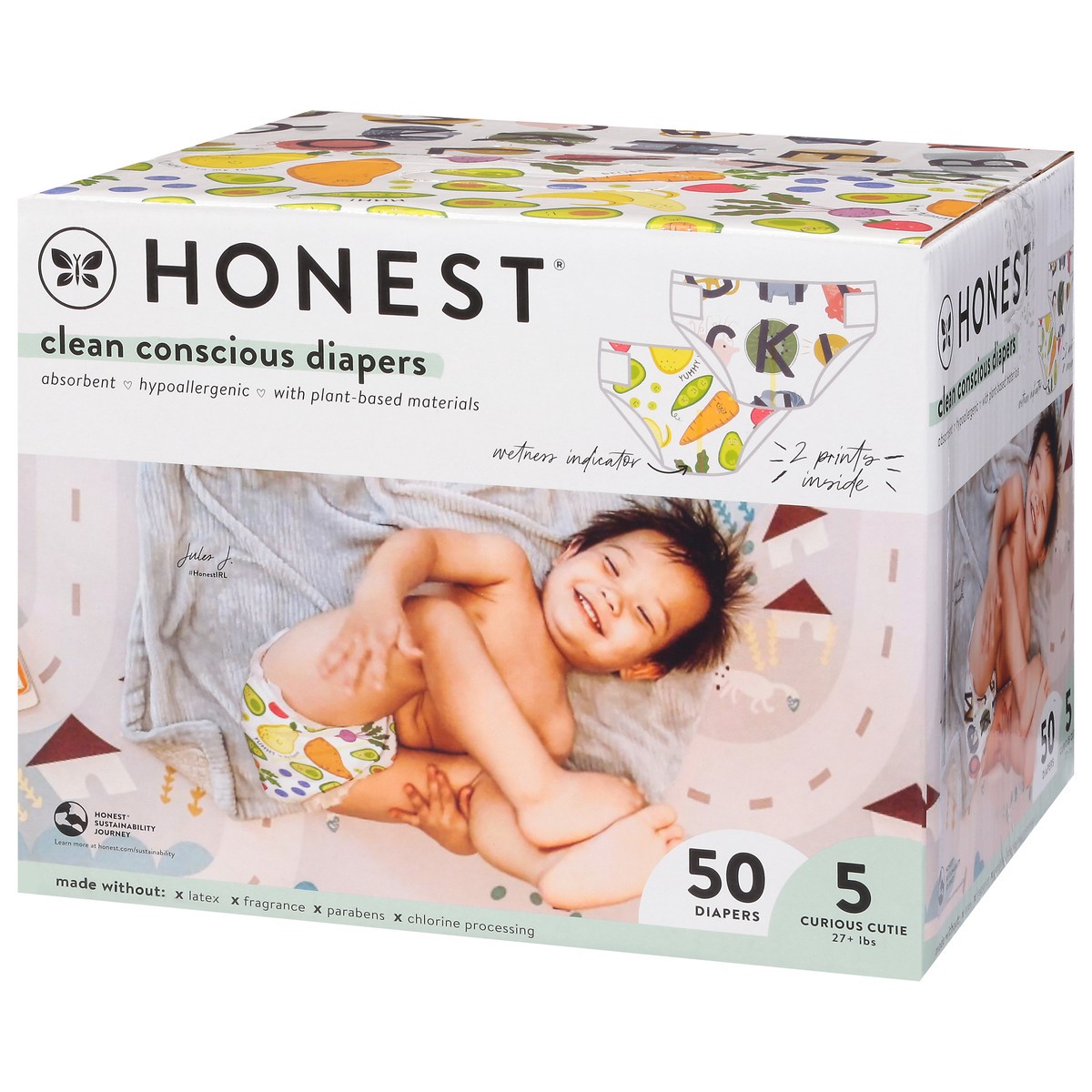 slide 8 of 9, Honest Size 5 (27+ Lbs) Clean Conscious Diapers 50 ea, 50 ct