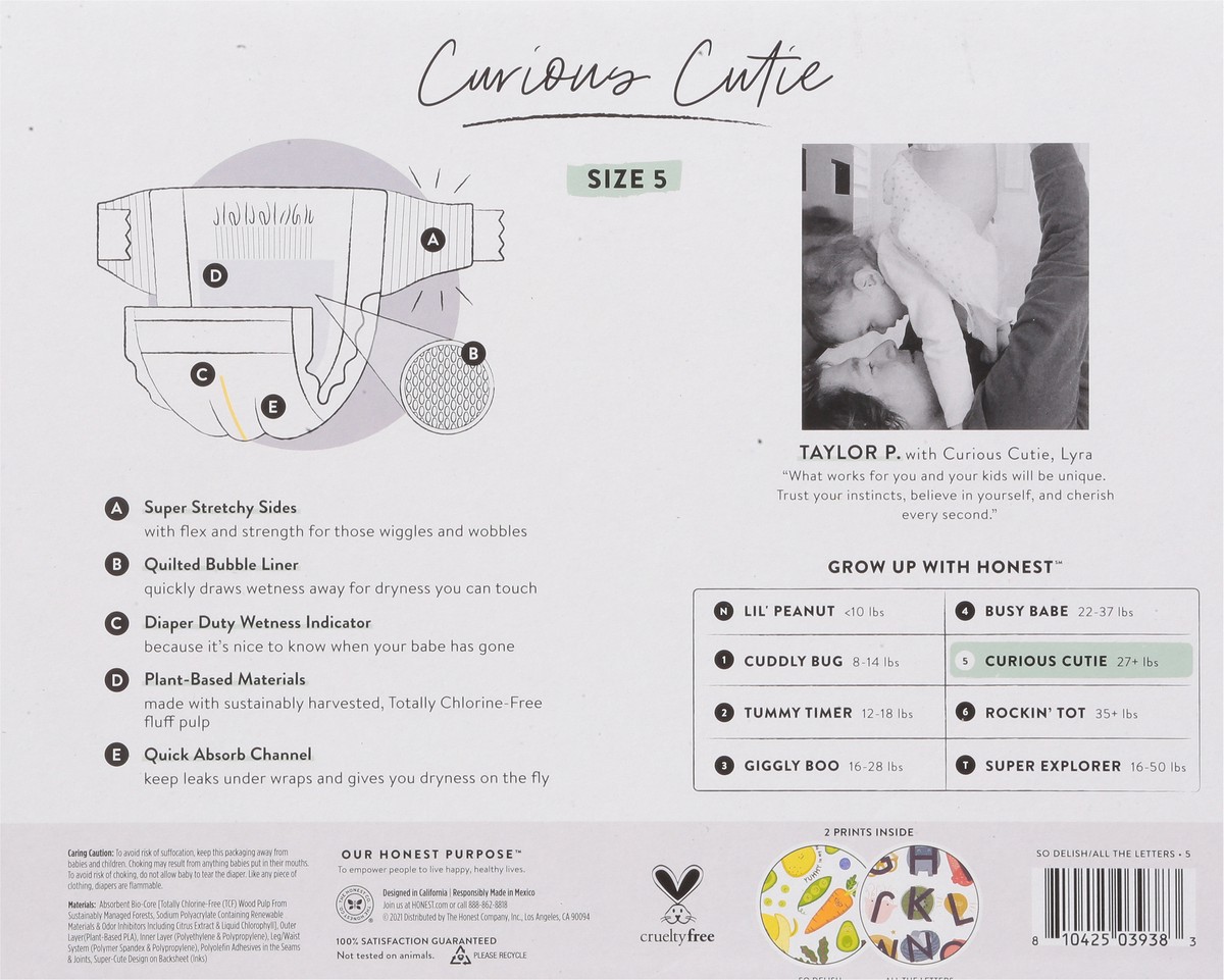 slide 9 of 9, Honest Size 5 (27+ Lbs) Clean Conscious Diapers 50 ea, 50 ct