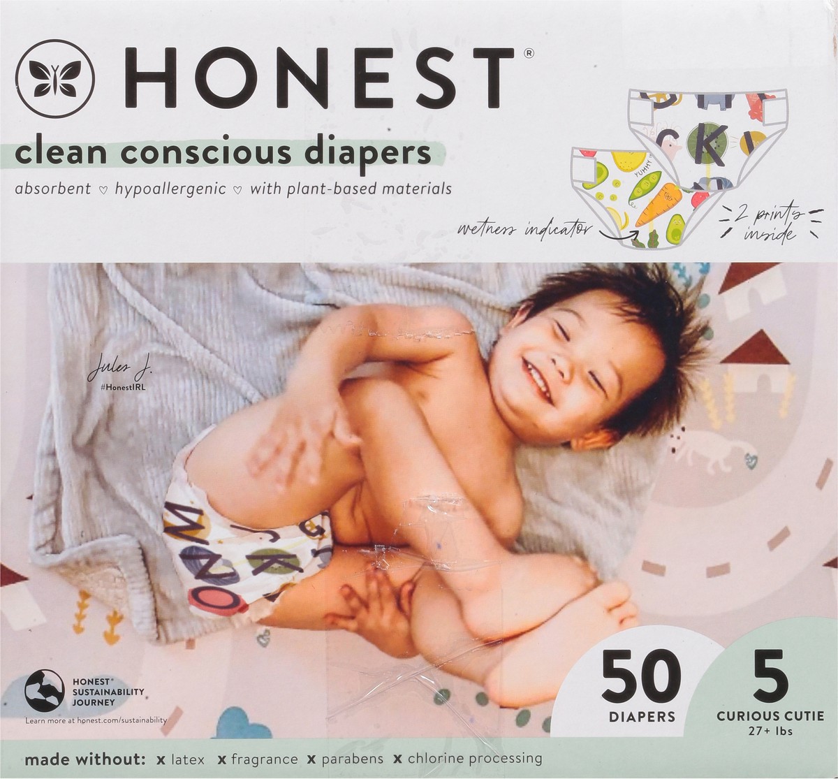 slide 2 of 9, Honest Size 5 (27+ Lbs) Clean Conscious Diapers 50 ea, 50 ct
