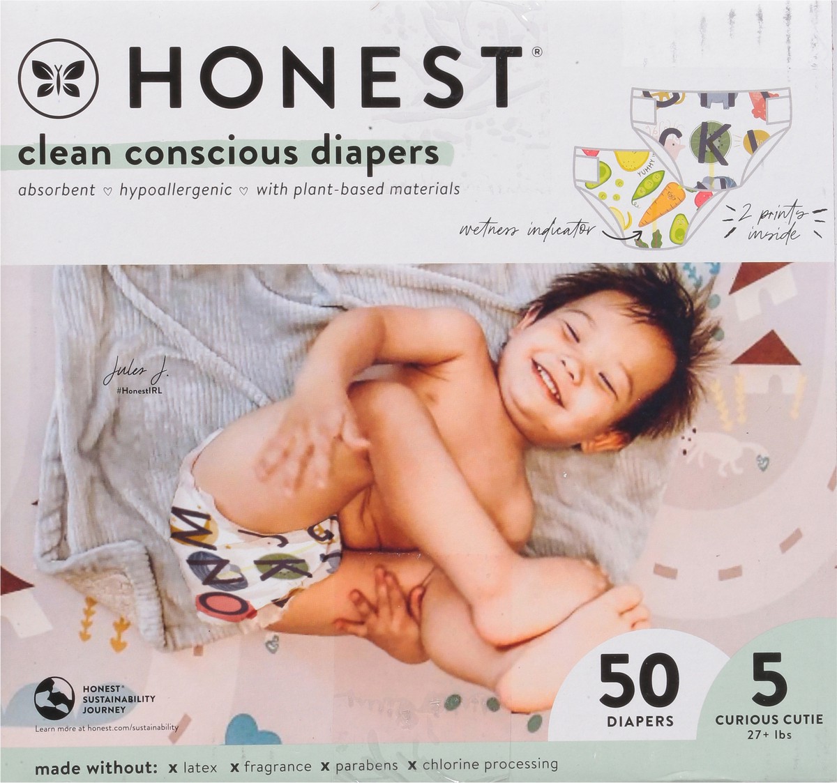 slide 3 of 9, Honest Size 5 (27+ Lbs) Clean Conscious Diapers 50 ea, 50 ct