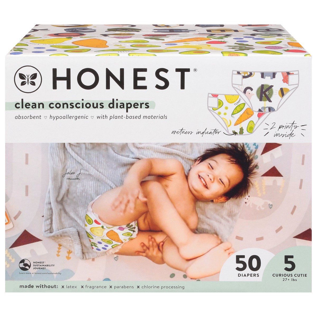 slide 1 of 9, Honest Size 5 (27+ Lbs) Clean Conscious Diapers 50 ea, 50 ct