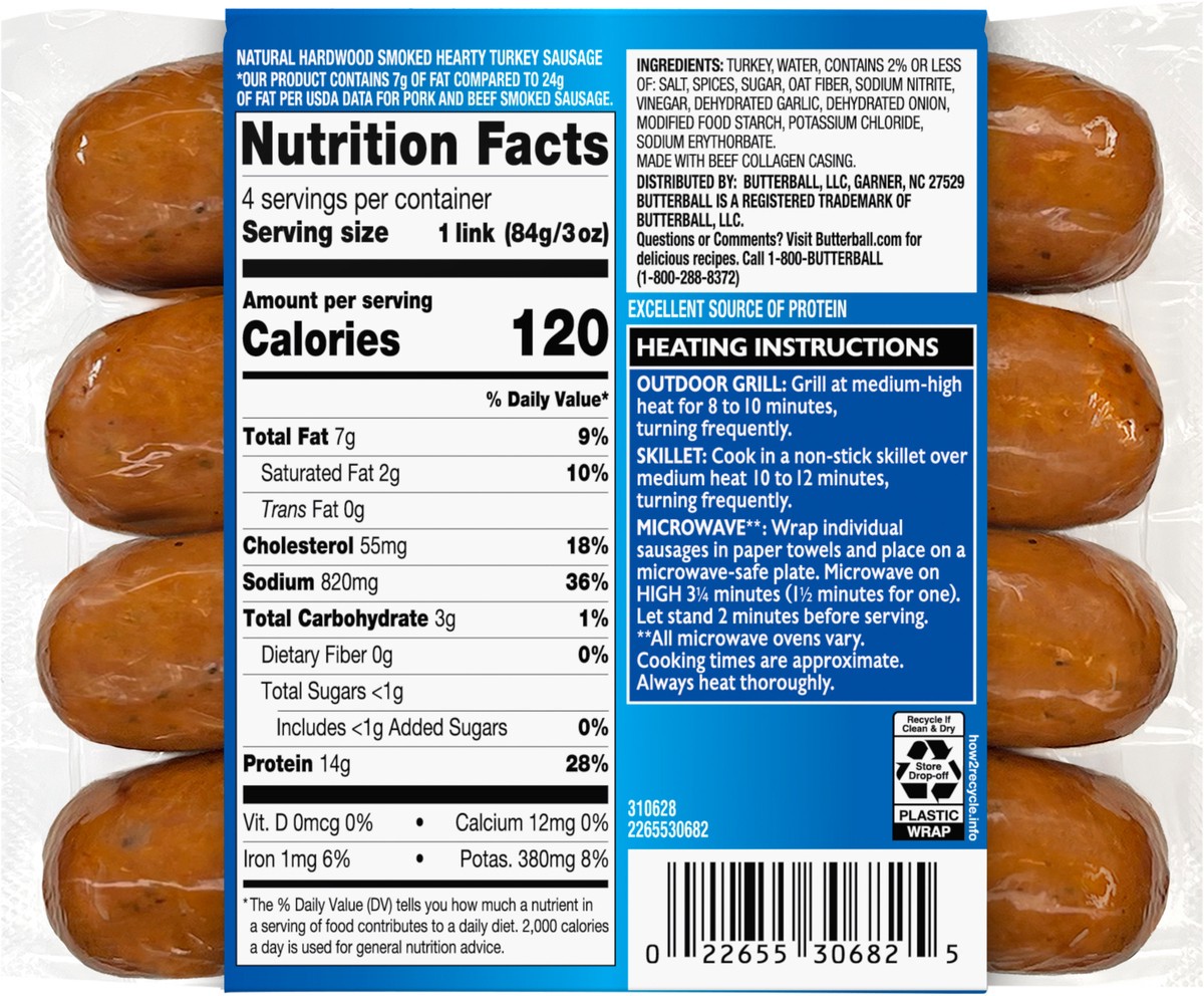 Butterball Hearty Old World Smoked Turkey Sausage 12 Ounces 12 oz Shipt