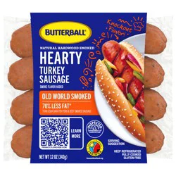 Butterball Hearty Link Turkey Sausage, Old World Smoked
