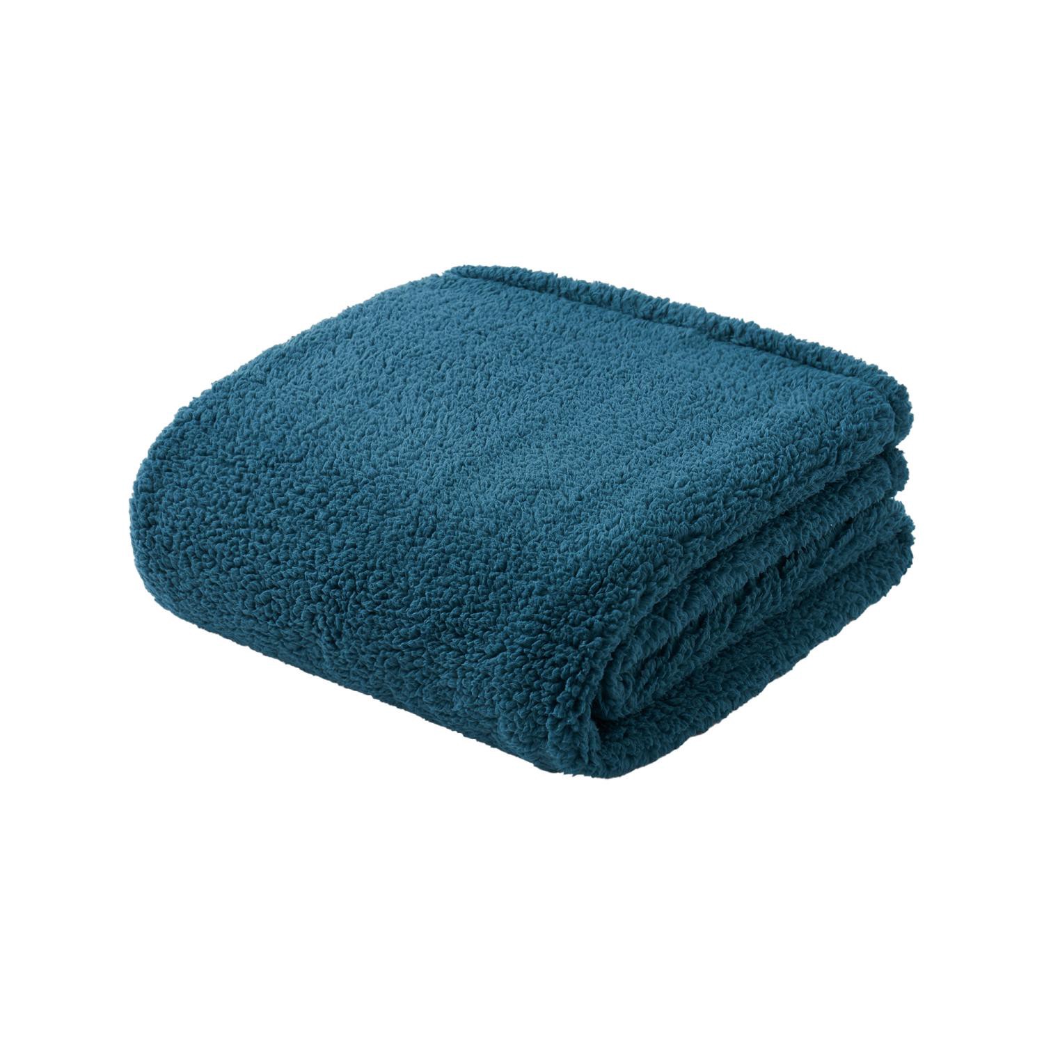 slide 1 of 6, Havenstay Value Sherpa Throw, 50 In X 70 In, Dark Green, 50 x 70