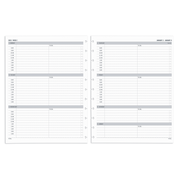 slide 1 of 2, TUL Discbound Weekly Refill Pages, Letter Size, 8-1/2" X 11", January To December 2022, TULltflr-Time, 1 ct