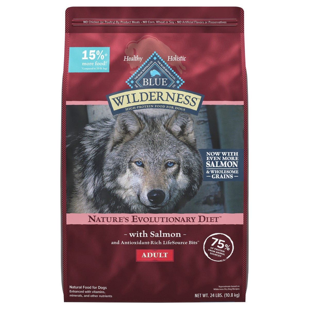 slide 1 of 13, Blue Buffalo Wilderness Salmon with LifeSource Bits Dry Dog Food, 20 lb