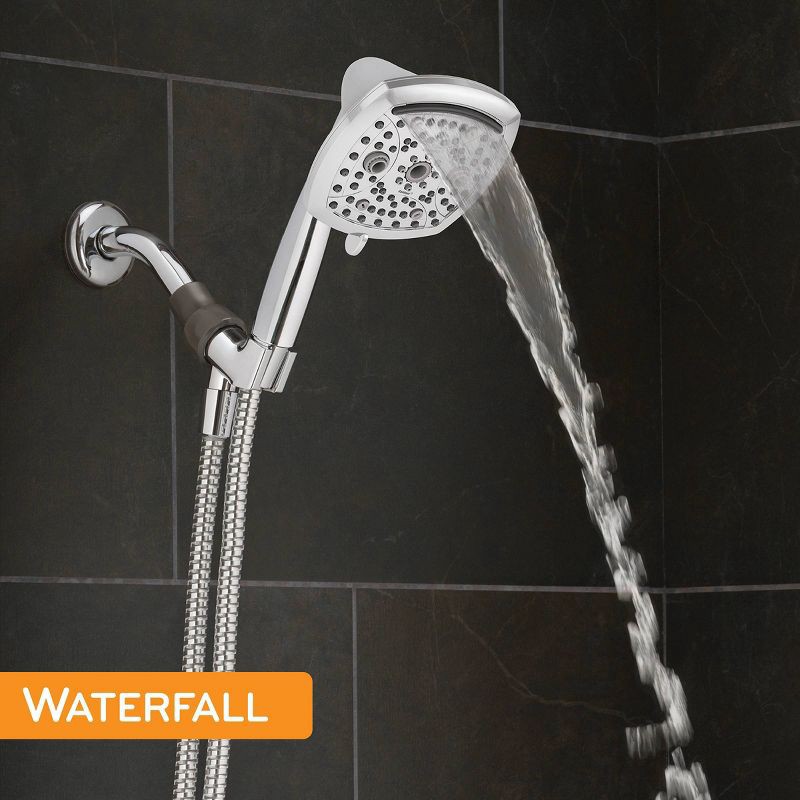 slide 12 of 17, 5" Contour 9 Spray WaterSense Hand Shower Chrome - Oxygenics: EPA Certified, 72" Hose, Multi-Setting Showerhead, 1 ct