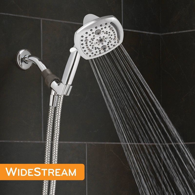 slide 13 of 17, 5" Contour 9 Spray WaterSense Hand Shower Chrome - Oxygenics: EPA Certified, 72" Hose, Multi-Setting Showerhead, 1 ct