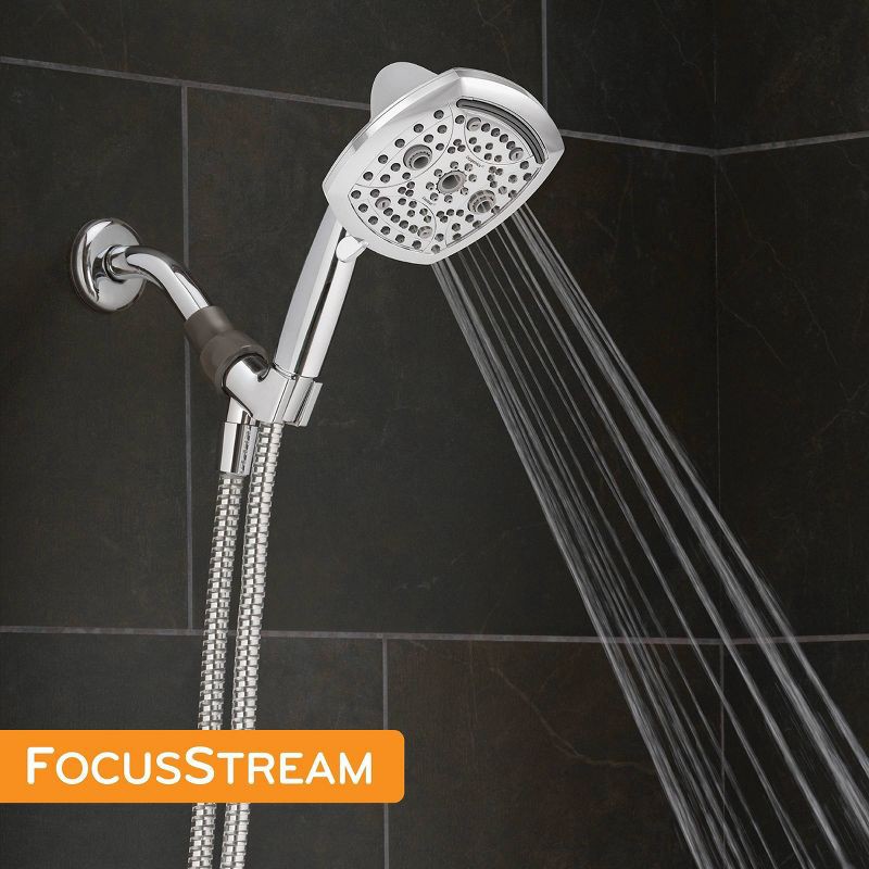 slide 14 of 17, 5" Contour 9 Spray WaterSense Hand Shower Chrome - Oxygenics: EPA Certified, 72" Hose, Multi-Setting Showerhead, 1 ct