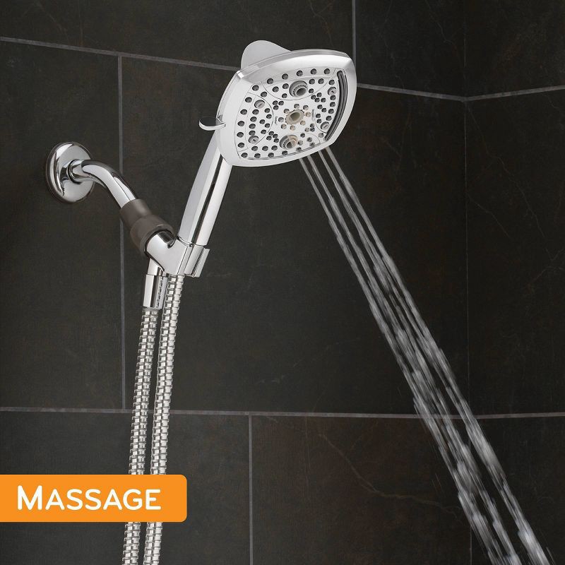 slide 16 of 17, 5" Contour 9 Spray WaterSense Hand Shower Chrome - Oxygenics: EPA Certified, 72" Hose, Multi-Setting Showerhead, 1 ct