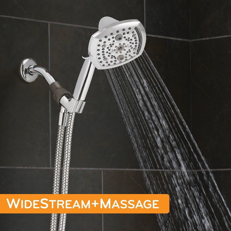 slide 17 of 17, 5" Contour 9 Spray WaterSense Hand Shower Chrome - Oxygenics: EPA Certified, 72" Hose, Multi-Setting Showerhead, 1 ct