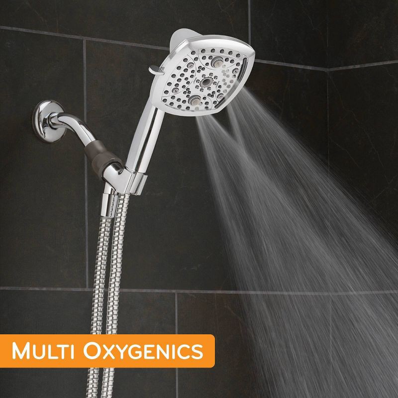 slide 10 of 17, 5" Contour 9 Spray WaterSense Hand Shower Chrome - Oxygenics: EPA Certified, 72" Hose, Multi-Setting Showerhead, 1 ct