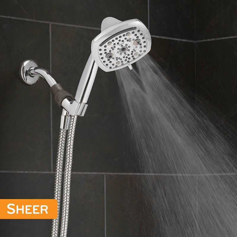 slide 11 of 17, 5" Contour 9 Spray WaterSense Hand Shower Chrome - Oxygenics: EPA Certified, 72" Hose, Multi-Setting Showerhead, 1 ct
