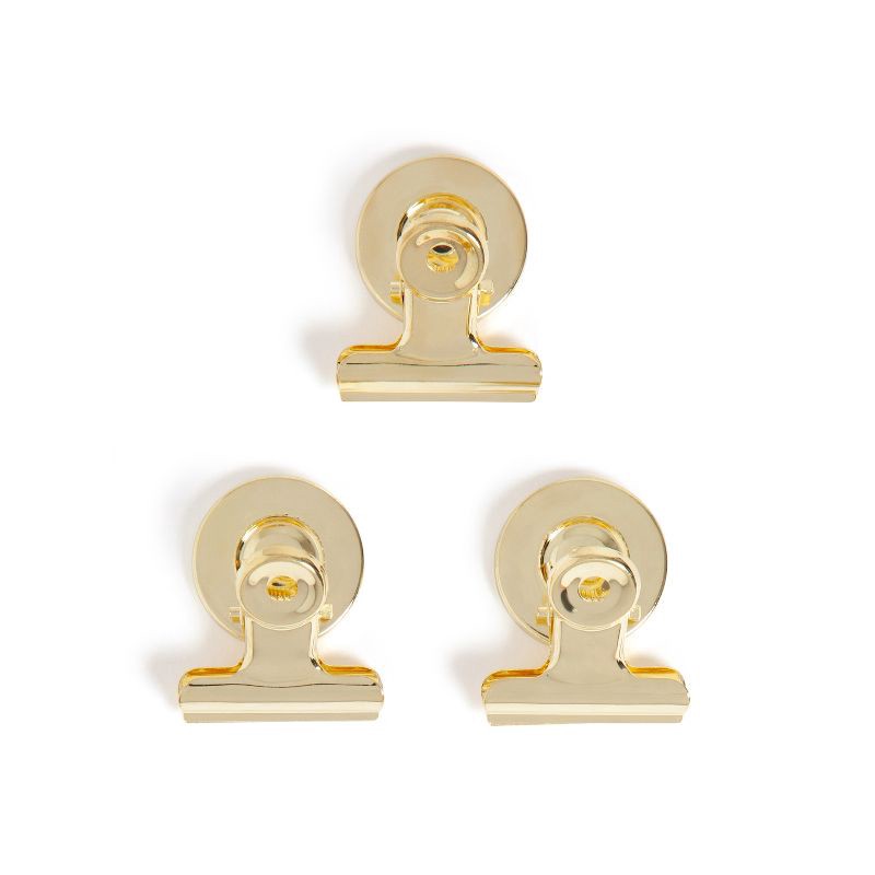 slide 2 of 10, U Brands 3ct Magnetic Bulldog Clips Gold, 3 ct