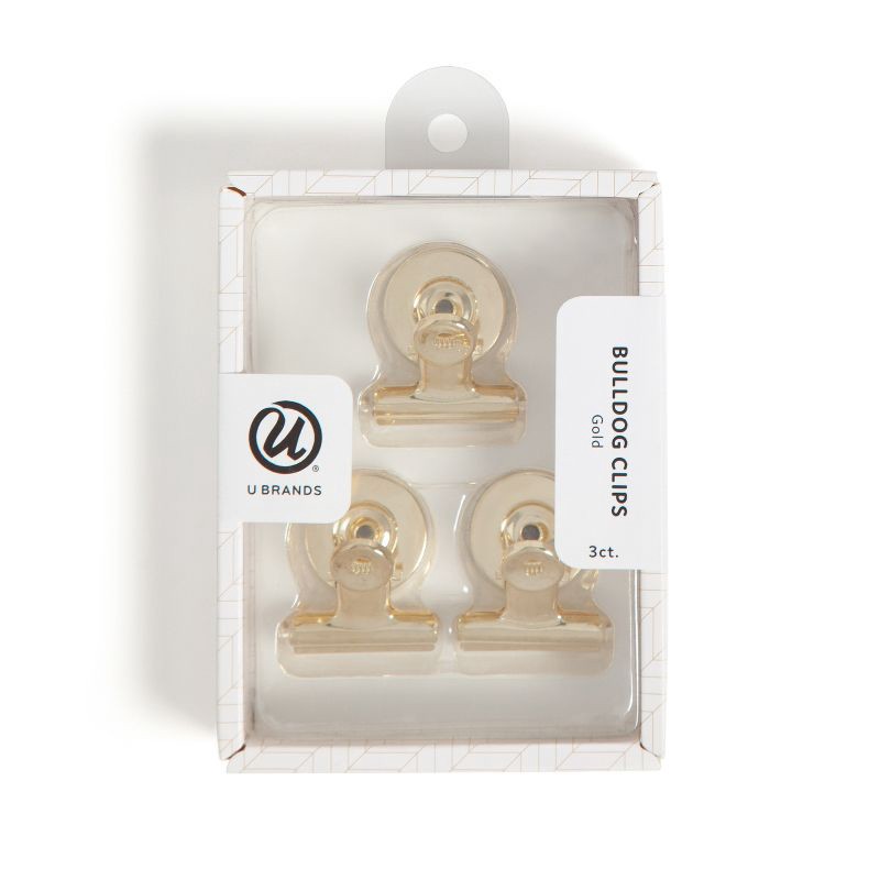 slide 3 of 10, U Brands 3ct Magnetic Bulldog Clips Gold, 3 ct