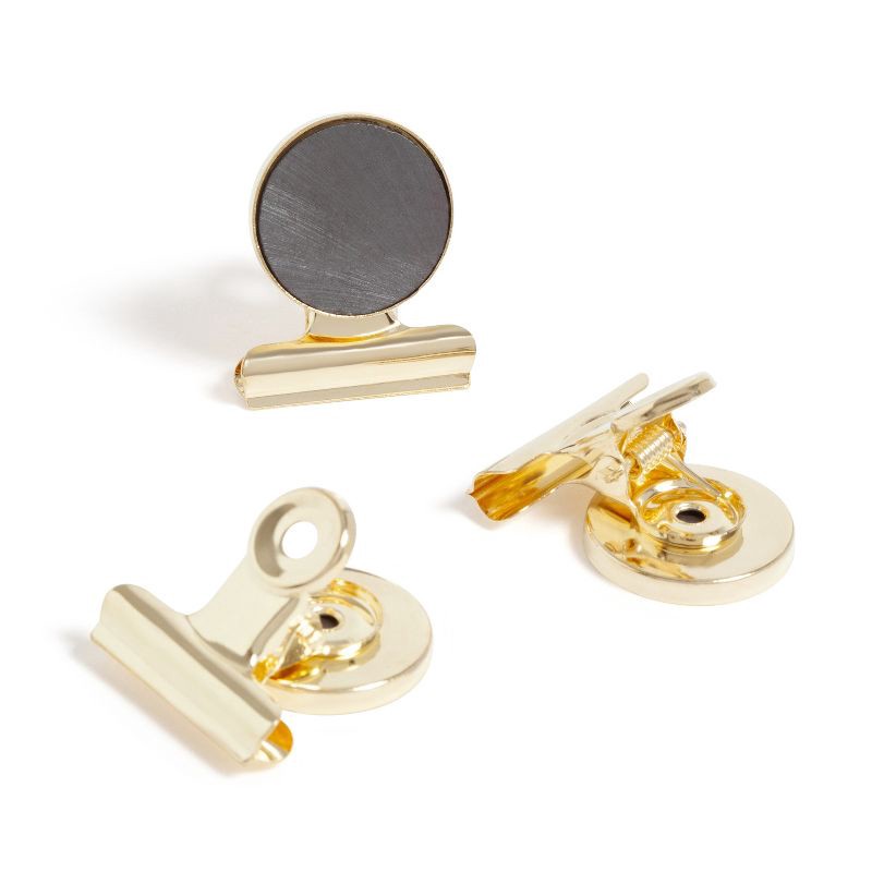 slide 8 of 10, U Brands 3ct Magnetic Bulldog Clips Gold, 3 ct