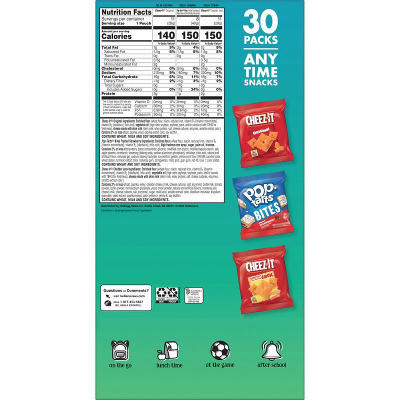 slide 2 of 8, Kellogg's Snacks Kellogg's Cheez-It + PopTarts Snacks Variety Pack - 33.42oz, 33.42 oz