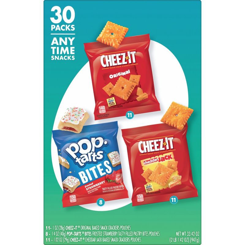 slide 8 of 8, Kellogg's Snacks Kellogg's Cheez-It + PopTarts Snacks Variety Pack - 33.42oz, 33.42 oz