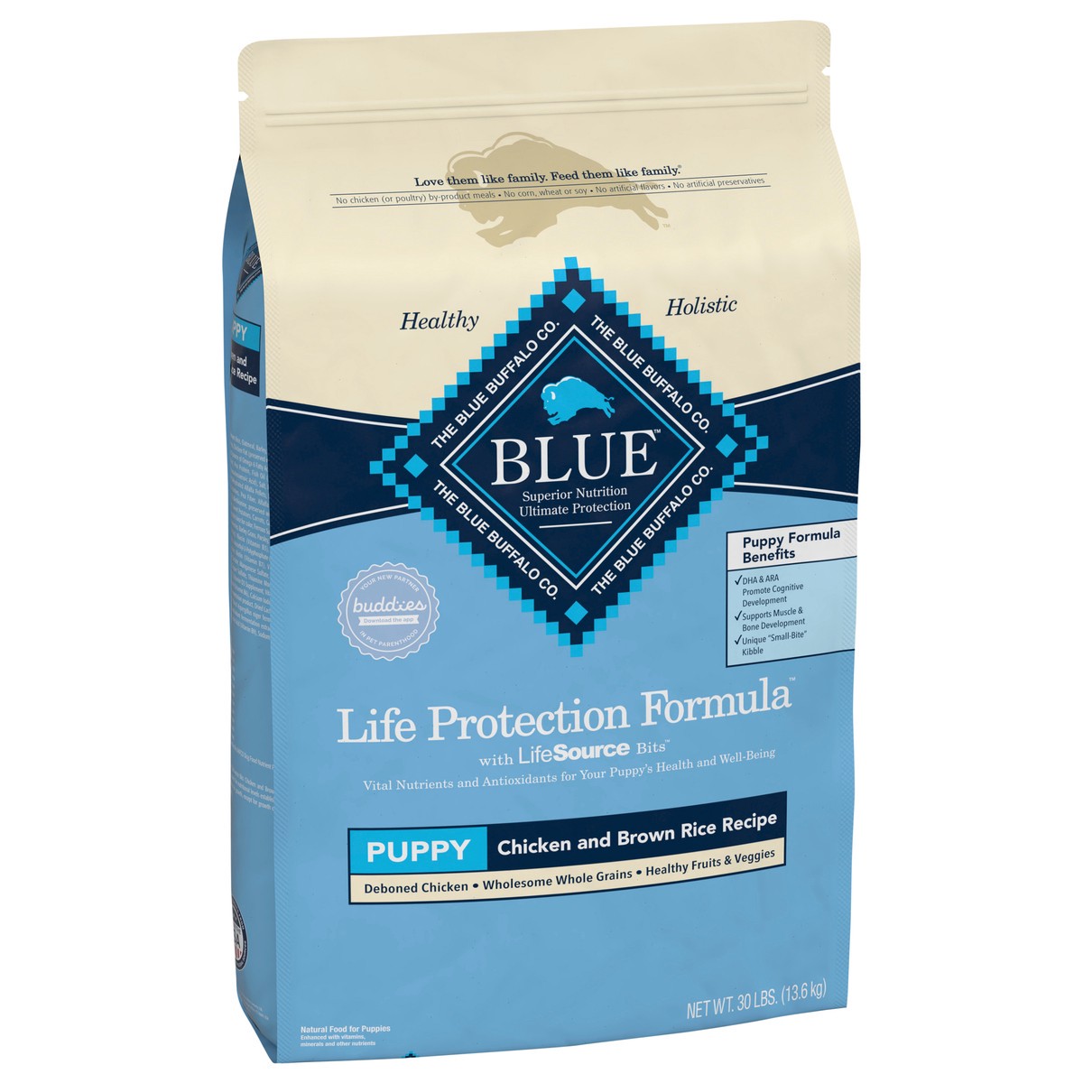 slide 2 of 8, Blue Buffalo Chicken Brown Rice Puppy, 30 lb