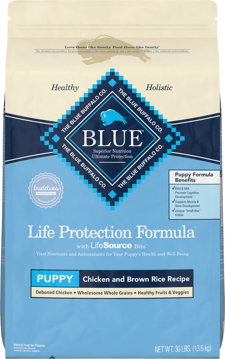 slide 8 of 8, Blue Buffalo Chicken Brown Rice Puppy, 30 lb