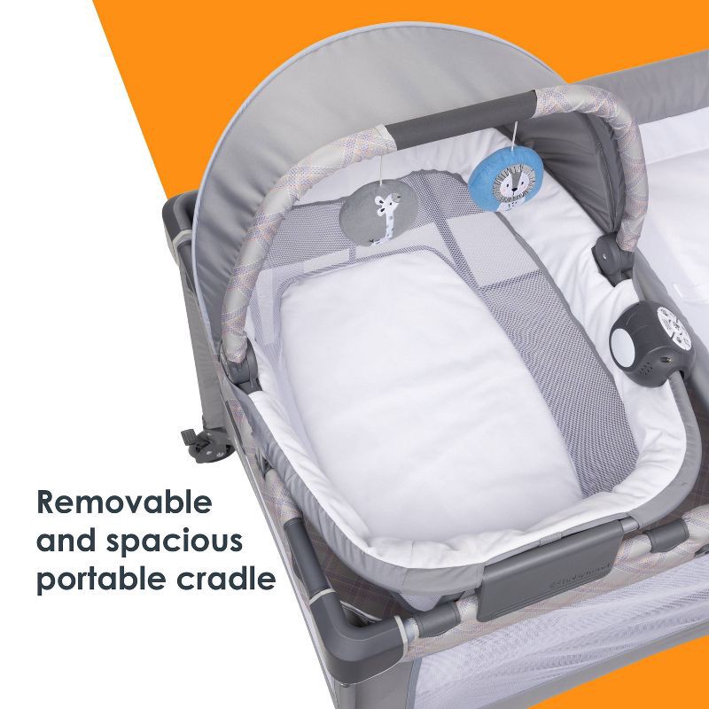 slide 3 of 17, Baby Trend Lullaby Nursery Suite EZ-Fold Playard with Portable Rocking Lounger - Madrid Plaid, 1 ct