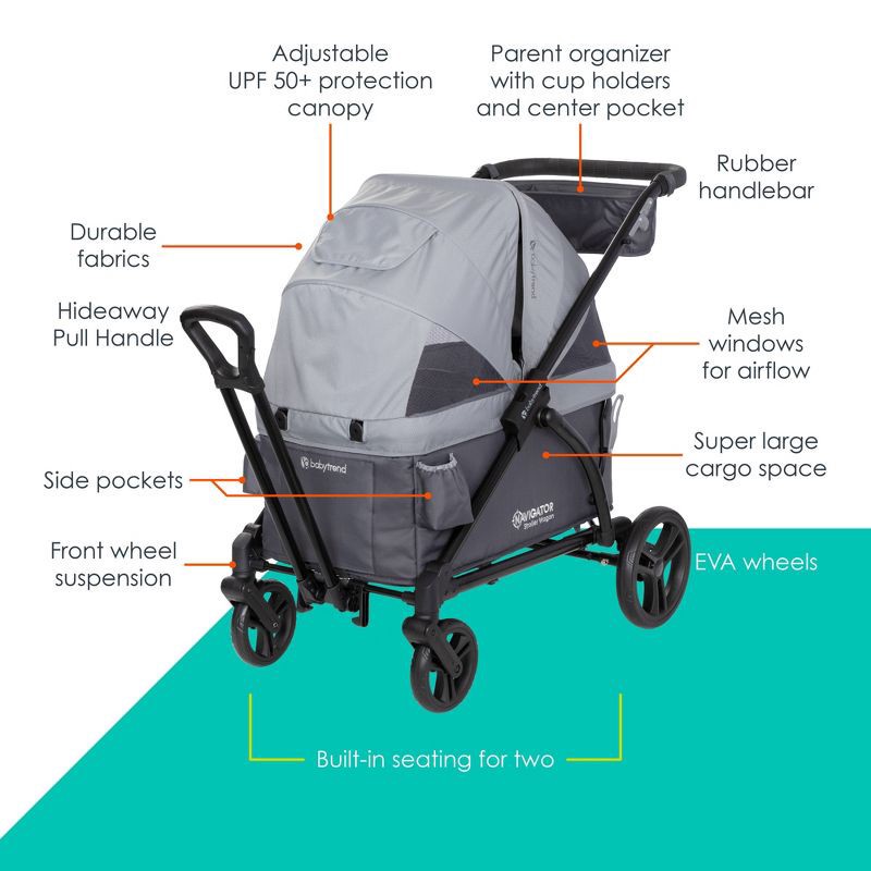 slide 2 of 17, Baby Trend Navigator 2-in-1 Stroller Wagon - Madrid Gray, 1 ct