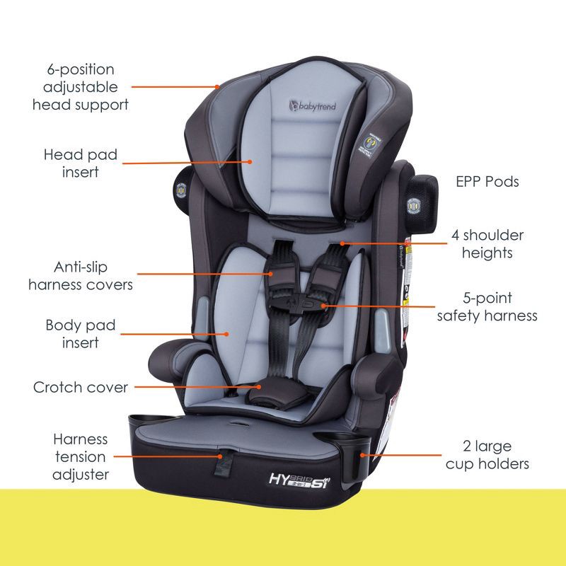 slide 2 of 19, Baby Trend Hybrid SI 3-in-1 Combination Booster Car Seat with Side Impact Protection - Madrid Black, 1 ct