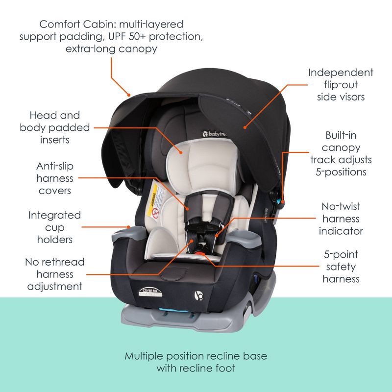 slide 2 of 17, Baby Trend Cover Me 4-in-1 Convertible Car Seat - Madrid Tan, 1 ct