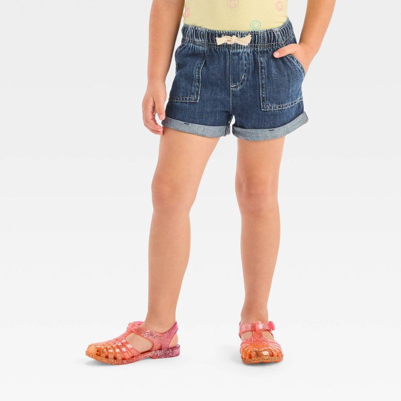 slide 1 of 3, Toddler Girls' Denim Pull-On Shorts - Cat & Jack™ Dark Wash 3T, 1 ct