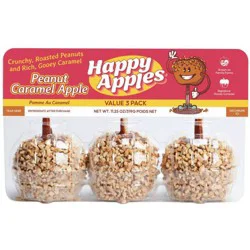 Happy Apples Classic Chopped Peanut Caramel Apple - 11.25oz/3ct