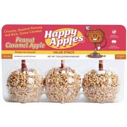 Happy Apples Classic Chopped Peanut Caramel Apple - 11.25oz/3ct