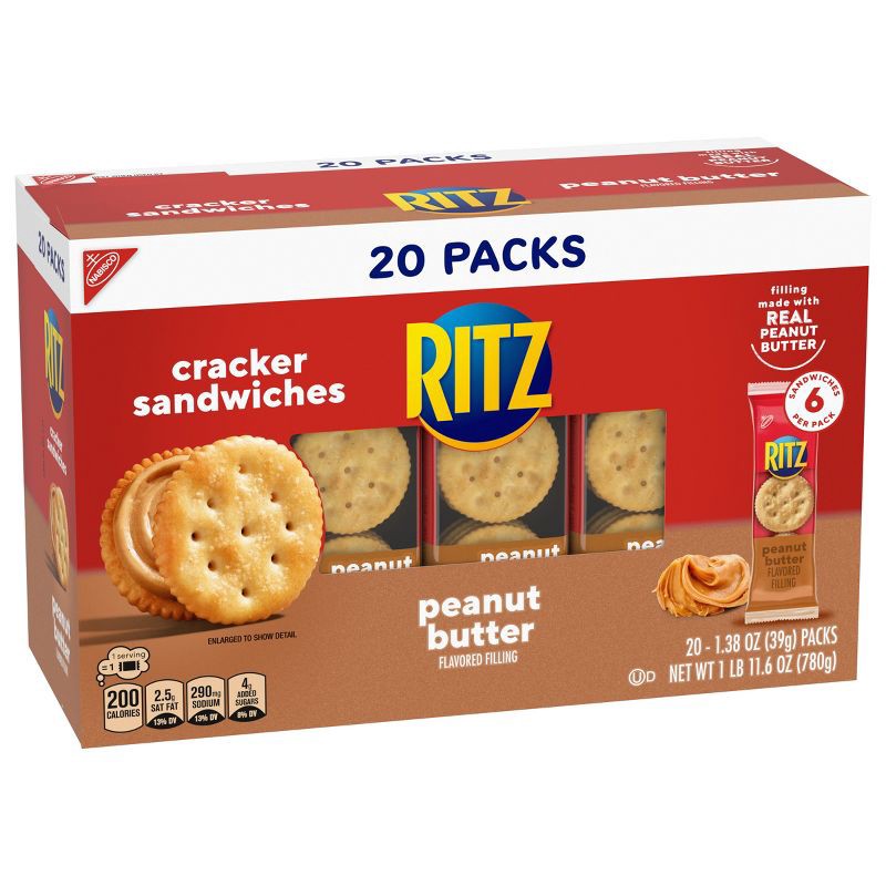 slide 8 of 14, Ritz Peanut Butter Cracker Sandwiches Family Size - 27.6oz/20ct, 27.6 oz, 20 ct