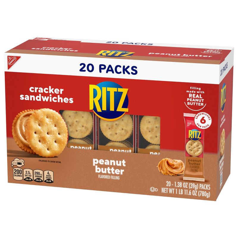 slide 9 of 14, Ritz Peanut Butter Cracker Sandwiches Family Size - 27.6oz/20ct, 27.6 oz, 20 ct