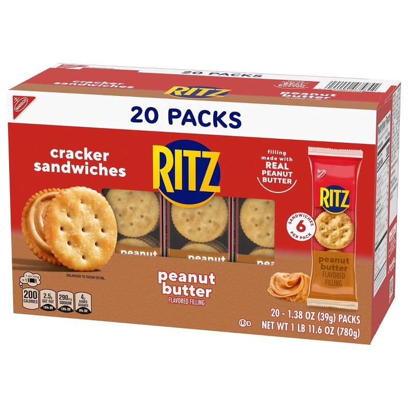 slide 11 of 15, Ritz Peanut Butter Cracker Sandwiches Family Size - 27.6oz/20ct, 27.6 oz, 20 ct