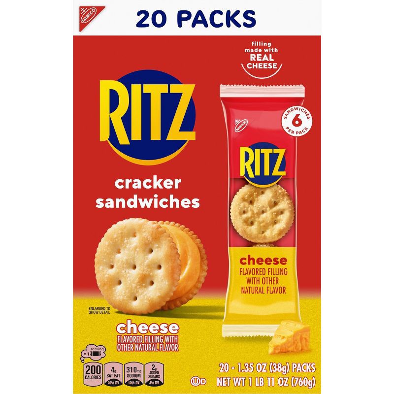 slide 2 of 15, Ritz Cheese Crackers Sandwiches Family Size - 27oz/20ct, 27 oz, 20 ct