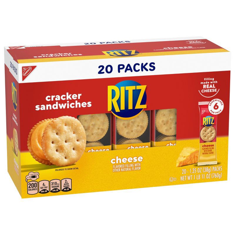 slide 7 of 15, Ritz Cheese Crackers Sandwiches Family Size - 27oz/20ct, 27 oz, 20 ct