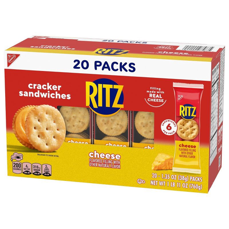 slide 11 of 15, Ritz Cheese Crackers Sandwiches Family Size - 27oz/20ct, 27 oz, 20 ct